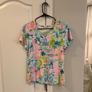 Lilly Pulitzer Multicolor Tropical Print Short Sleeve Top